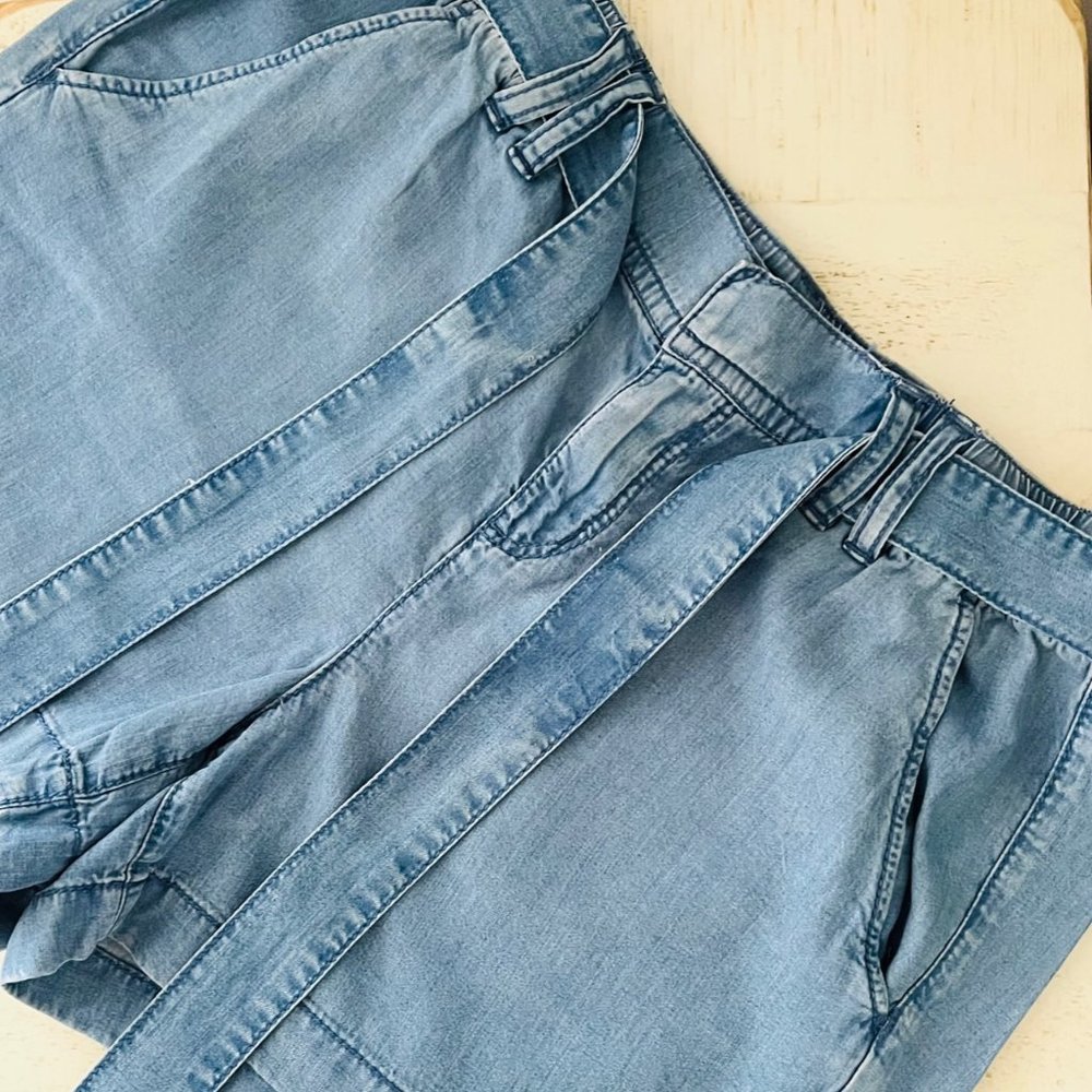 COPY - LOFT Blue Tie Light-Denim Shorts